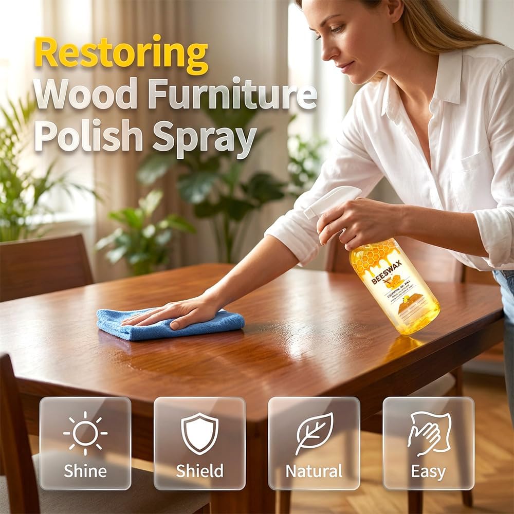 ScratchErase Beeswax Floor Spray,2026 New 350ml-Beeswax Wood Polish,Multifunctional Furniture Cleaner,Premium Wood Wax for Tables and Chairs,Portable Wood Spray for Home,Furniture Polish Kit (1 Set)
