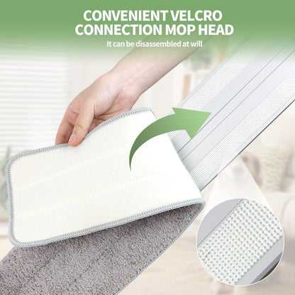 CQT Commercial Flat Microfiber Floor Mop Cleaning System 20" Inch Wet Dry and Dust Hardwood with 4 Washable Pads Cleaner for Laminate Tile Stainless Steel Handle and Extension (White)