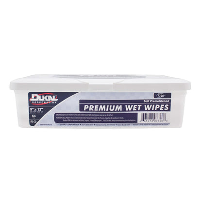 Dukal 7720 Adult Premium Wet Wipes 9" x 13", Pack of 64