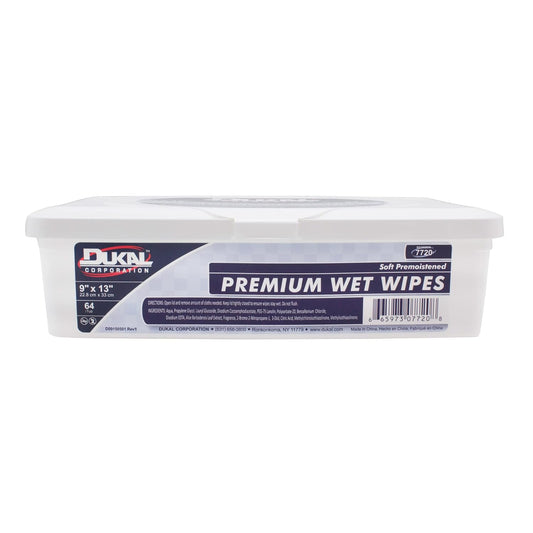 Dukal 7720 Adult Premium Wet Wipes 9" x 13", Pack of 64