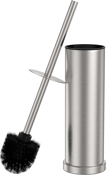 Bronze Toilet Brush and Holder Set，Stainless Steel Heavy Duty Toilet Bowl Brush，Extra Long Handled Modern Toilet Cleaner Brush, Removable Inner Bowl, and Splash Protection