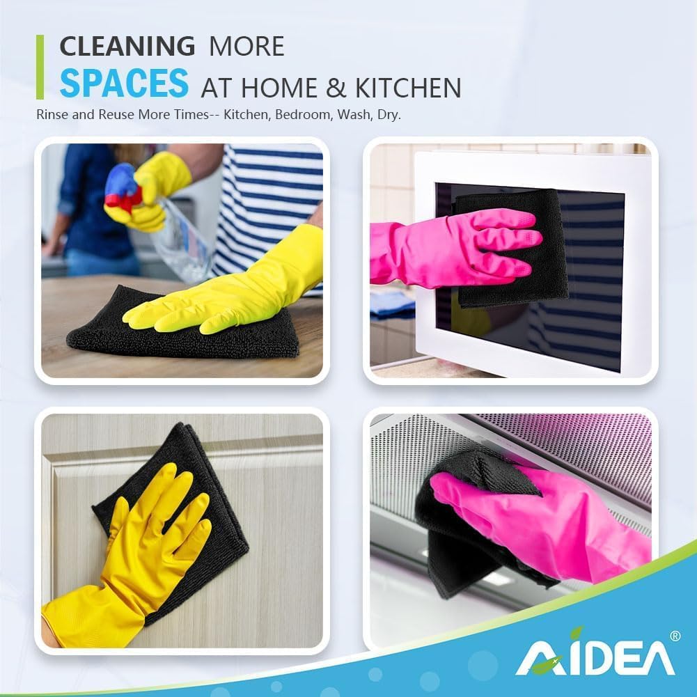 AIDEA Microfiber Cleaning Cloth-50PK, Soft Microfiber Towels for Cars, Absorbent Cleaning Rags, Lint-Free Streak-Free Wash Cloths for House, Kitchen, Window(12in.x12in)