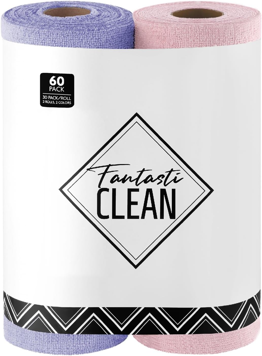 Fantasticlean Microfiber Cleaning Cloth Roll -40 Pack, Tear Away Microfiber Towels, 12" x 12", Reusable, Washable, Scratch Free, Ultra Absorbent Dishcloth for All-Around Cleaning Supplies (White)