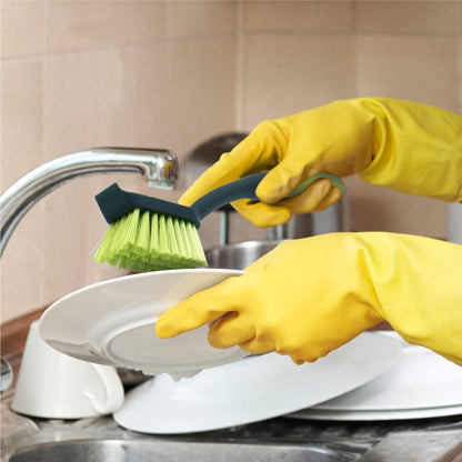Pine-Sol Scrub Brush Set - Long Handle Cleaning Brushes with Heavy Duty Bristles and Comfort Grip - Scrubbers for Kitchen, Household, and Dishwashing, 5 Pieces