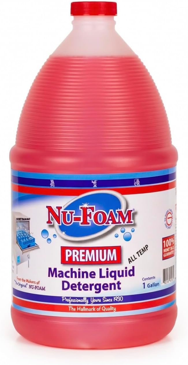 Nu-Foam Premium Commercial Dishwasher Detergent and Rinse Aid Set, 1 Gallon Each