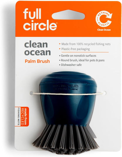 Full Circle Clean Ocean Small Grout Brush, Tough Bristles, Cleans Crevices, Sustainably Made 100% From Recycled Ghost Fishing Nets, Safe for Nonstick