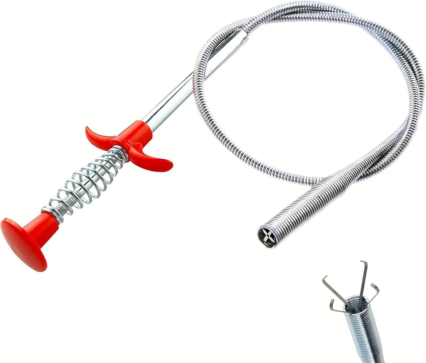 New Upgrade 76 inch Drain Snake Hair Drain Clog Remover Tool - Sink Drain Cleaner for Toilet Sewer Shower Kitchen Bathroom Tub Clogged Drains Opener Cleaning Tool, Flexible Grabber Claw Pick Up Tool
