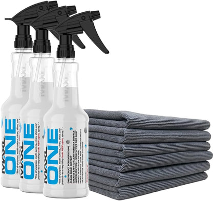 MAXLONE ™ Car Spray with Triphene® Technology, Quick Spray & Wipe All Purpose Waterless Detailer - Clean, Shine, Protect Paint, Glass, Wheels, Trim Without Pre-Washing (2, 20oz w 4 Micro Fiber Cloth)