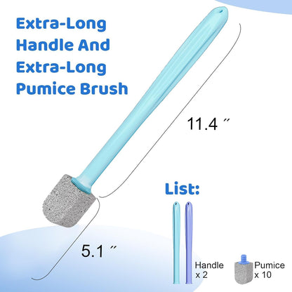 Pumice Stone Toilet Bowl Cleaner,Bathroom Cleaner Brush Toilet Wand Refills with 30CM Long Handle for Remove Hard Water Stains with 1 Wand+ Pumice Stones (5 Pack)