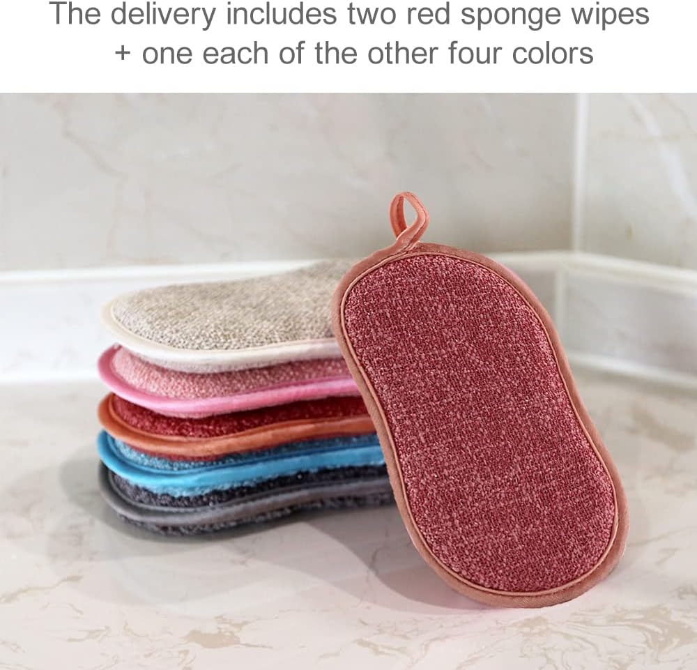 Sided Dishwashing Sponge Wipe Block Brush with Degreasing Function Household Kitchen Magic for Removing Oily Stains