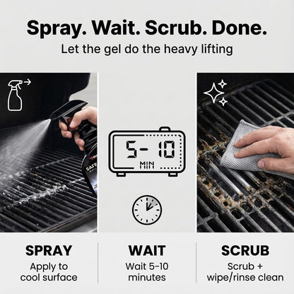 Kona Safe/Clean Air Fryer Cleaner and Degreaser Kit for Ninja Woodfire Grill, Smoker and Oven - 23oz Fume-Free No-Drip Gel Spray with 6 Stainless Steel Scrub Cloths