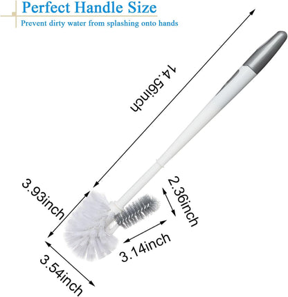 2 Pack Toilet Bowl Brush with Holder for Bathroom, Under-Rim Double Brush Head, Long Handle Household Cleaning Brushes Set (2 Pack Grey Brush with Holder)