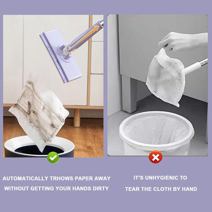 2026 Upgraded Snap Grip Mini Mop, Zero Touch Mini Mops, Cloth Changing Mini-Mop with Automatic Hands Free Push Pull Handle, Disposable Dust Mop, with 5 Non Scratch Wire dishcloths (45.3in+10cloths)