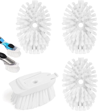 Dish Brush Refills, Dish Scrubber Replacement Heads Compatible with OXO Soap Dispensing Dish Brush, Nylon Bristles with Built-in Scraper, Suitable for Non-Stick Cookware, 2 Pack
