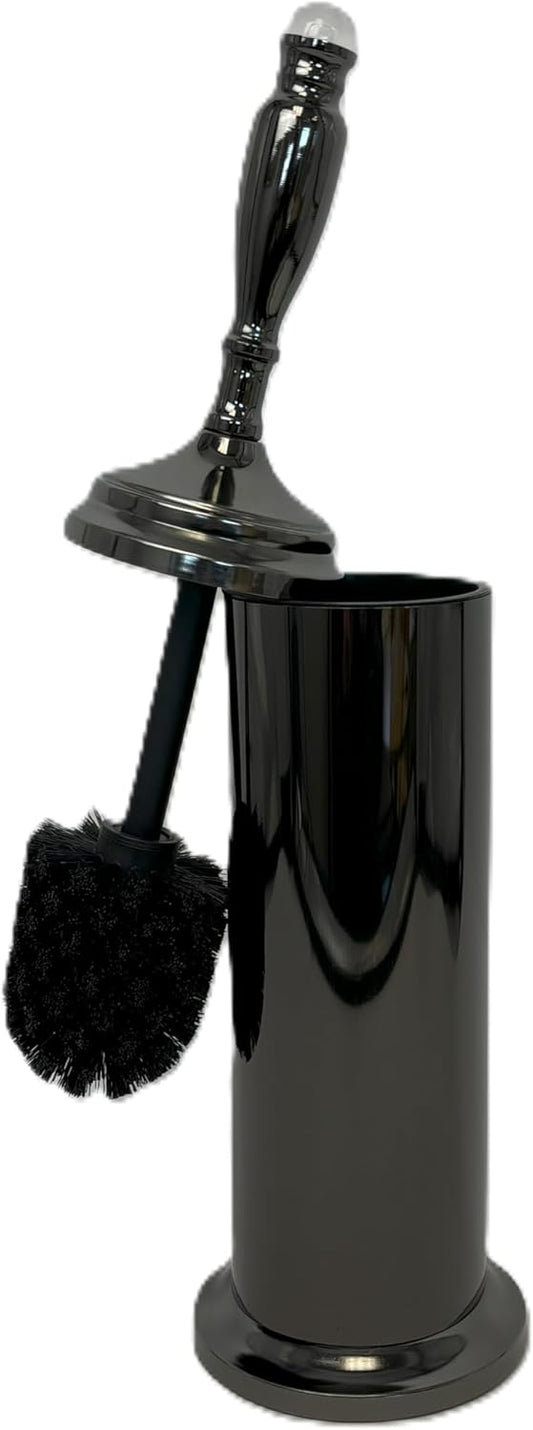 Splash Home Buena Stainless Steel Toilet Brush with Holder, Bowl Scrubber with Durable Cleaning Bristles, Hidden Brush with Splash Protective Disc Design - Chrome