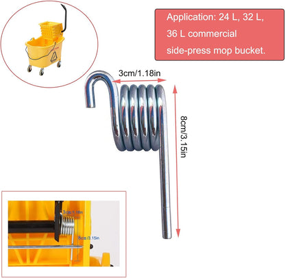 2 Pack Water Press Spring Replacement for Commercial Mop Bucket Side-Press Wringer Torsion Springs for Combo on Wheels Heavy Duty Business Floor Cleaning Mopping Buckets Accessories