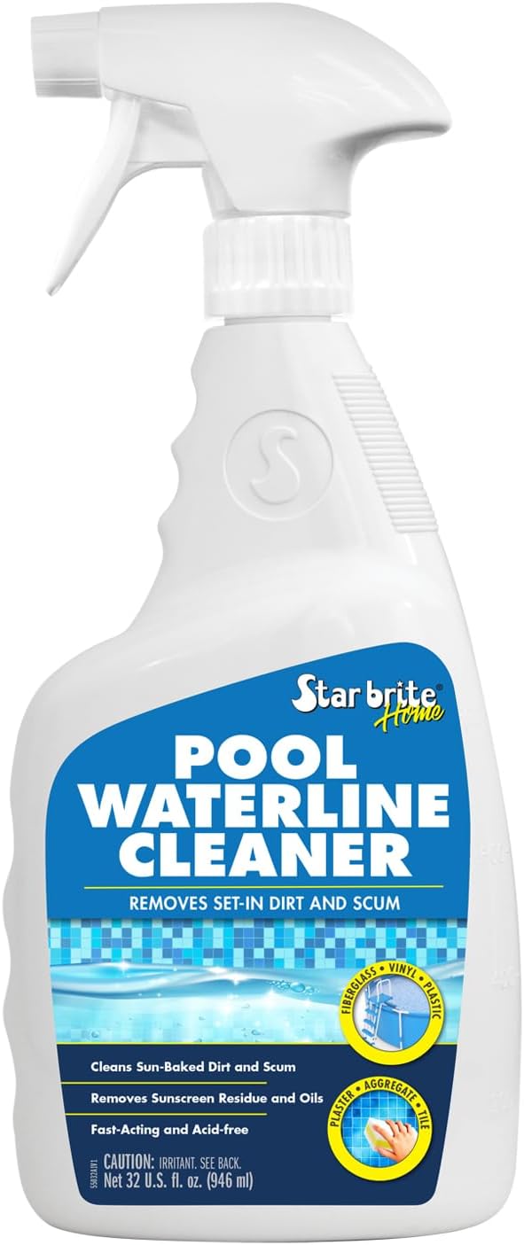 STAR BRITE Home Pool Waterline Cleaner (32 oz Spray) - Scum Remover for Pool Liners, Tiles & Fiberglass Waterlines