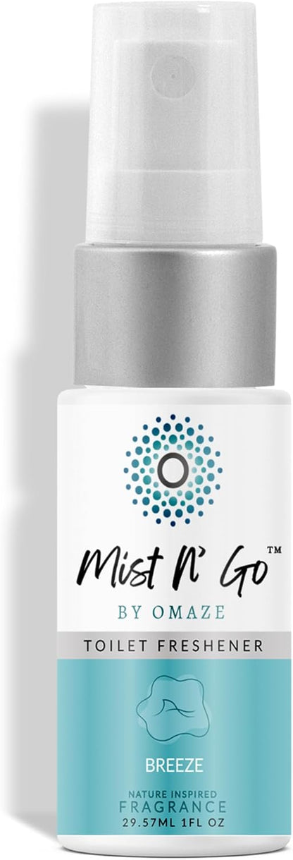 Mist N’ Go by Omaze Travel Bathroom Spray for Toilet Spray Odor Eliminator - Travel Toilet Spray for Bathroom Air Freshener Spray for Bathroom Deodorizer - Clean Mix, Travel Size (1oz x2)