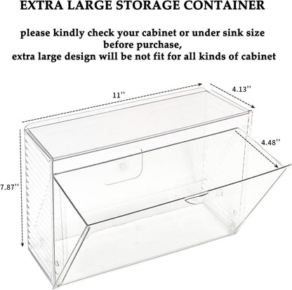 Clear Dishwasher Detergent Pod Holder for Kitchen Cabinet, Plastic Under Sink Storage and Organizer for Lid, Sponge, Coffee Pods, Large Laundry Pods Dispenser Box with Divider
