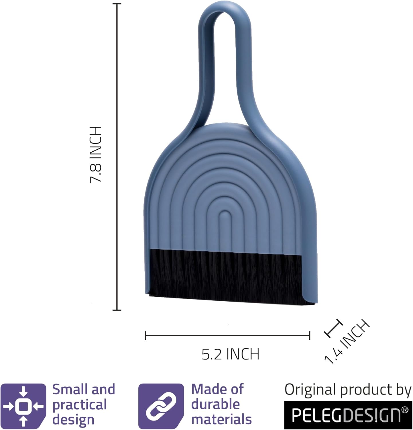 Peleg Design Dustache Small Dustpan and Brush Set, Mini Broom and Dustpan Set, Mustache Design, Small Broom and Dustpan Set, for Home & On-The-Go