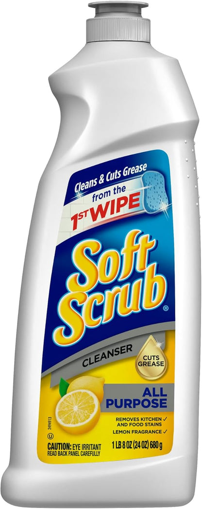 Soft Scrub Total All Purpose Bath & Kitchen Cleanser, Lemon Scent 24 oz