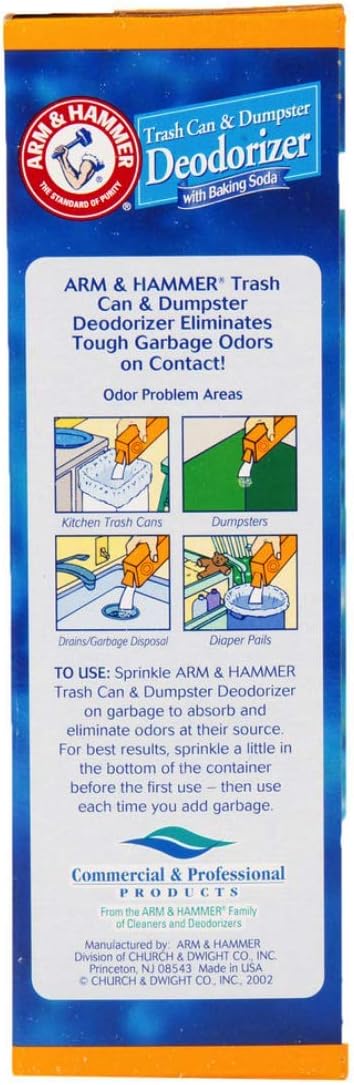 Arm & Hammer 3320084116CT Trash Can & Dumpster Deodorizer, Sprinkle Top, Original, Powder, 42.6 oz (Case of 9)