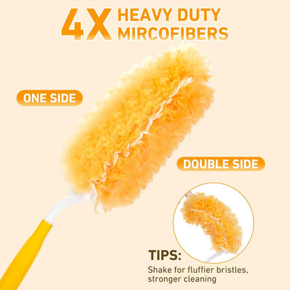 6 ft Long Handle Extendable Duster with 50 Refills for Swiffer Duster, Heavy Duty 360° Microfiber Dusting Kit for High Ceilings, Ceiling Fans, Tall Windows, and Hard-to-Reach Areas