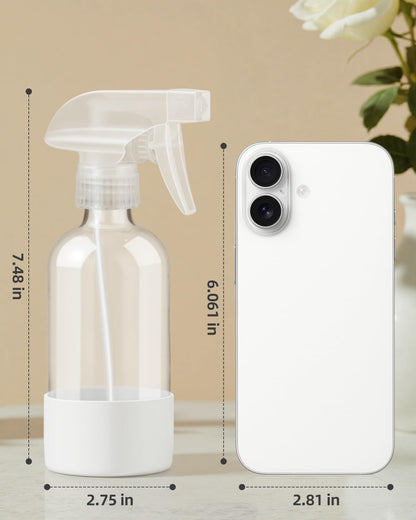 Worldgsb 2 Pack Glass Spray Bottles 8 oz, Empty Refillable Containers with Silicone Sleeve Protection, Glass Spray Bottles for Cleaning Solutions, Hair and Plants with Adjustable Nozzles Blue&Grey