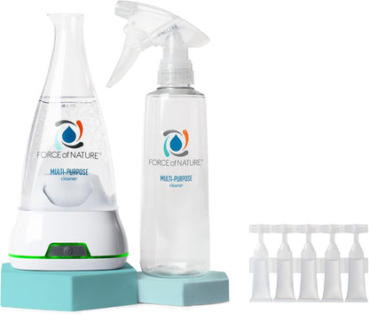 Force of Nature Multi-Purpose Cleaner, Disinfectant & Deodorizer Year Supply Bundle - Reusable Bottle, 50 Refills - EPA Registered, Toxin-Free, All-Purpose Natural Cleaning Supplies