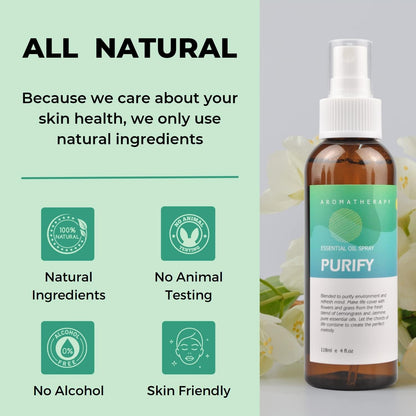 Benatu Citrus Vanilla Essential Oil Blend Spray for Body and Hair, Multi-Use Natural Uplift Scent Aromatherapy Room Linen Mist for Bedding, Pillow, Fabric, Car 4 fl oz
