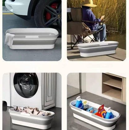 Large Flat Mop and Scalable Bucket with Wheels, 360 Rotating Microfiber Dust Mop with Dewatering Scraper, 54" Adjustable Stainless Steel (1 Mop + 4 Microfiber Pads + 1 Bucket)