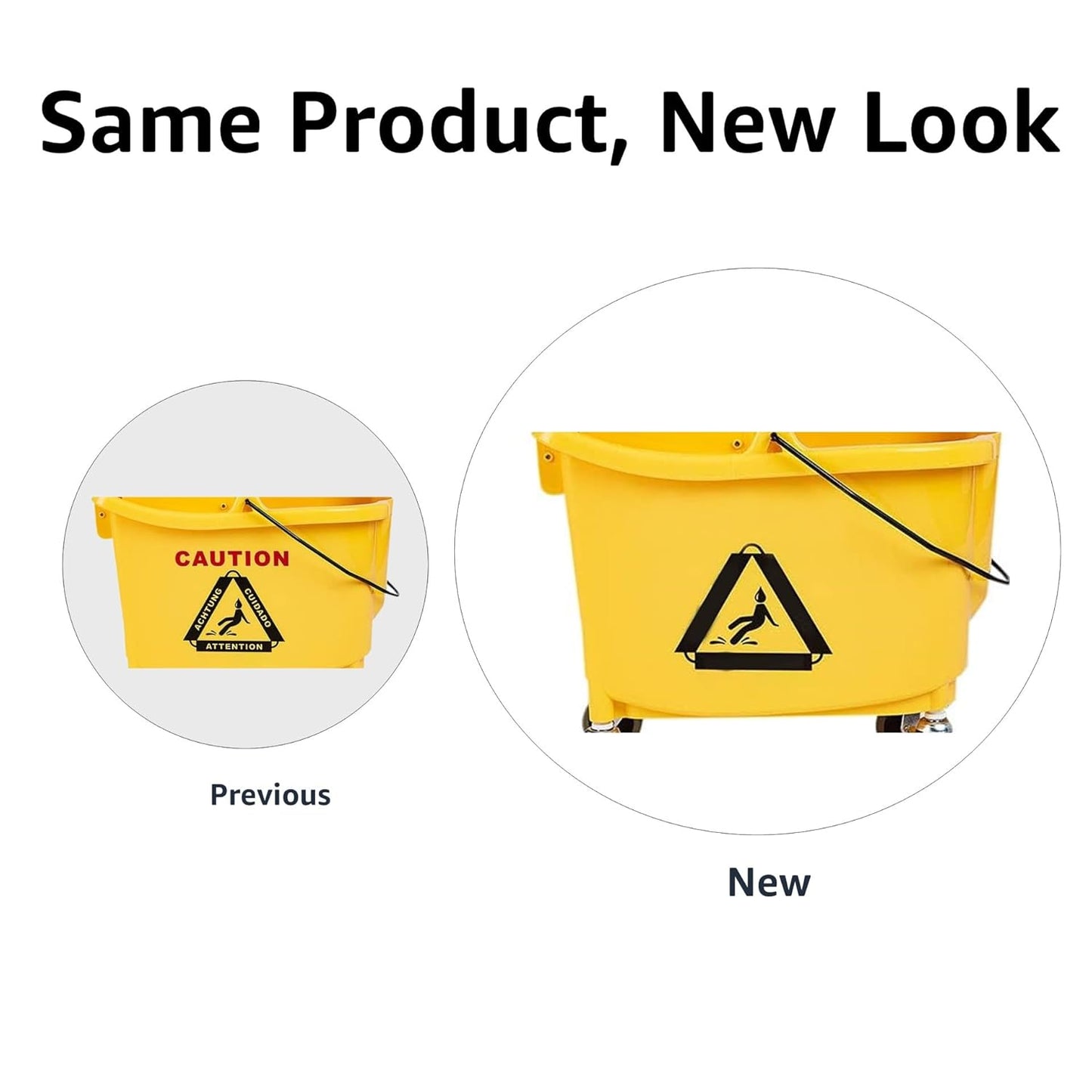 Amazon Basics Floor Cleaning Rectangular Mop Bucket with Sturdy Down Press Wringer Combo, 35-Quart, Yellow