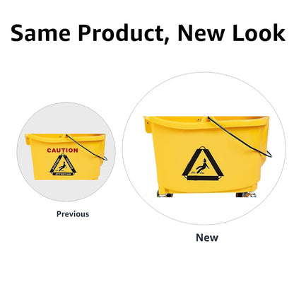 Amazon Basics Floor Cleaning Rectangular Mop Bucket with Sturdy Down Press Wringer Combo, 35-Quart, Yellow