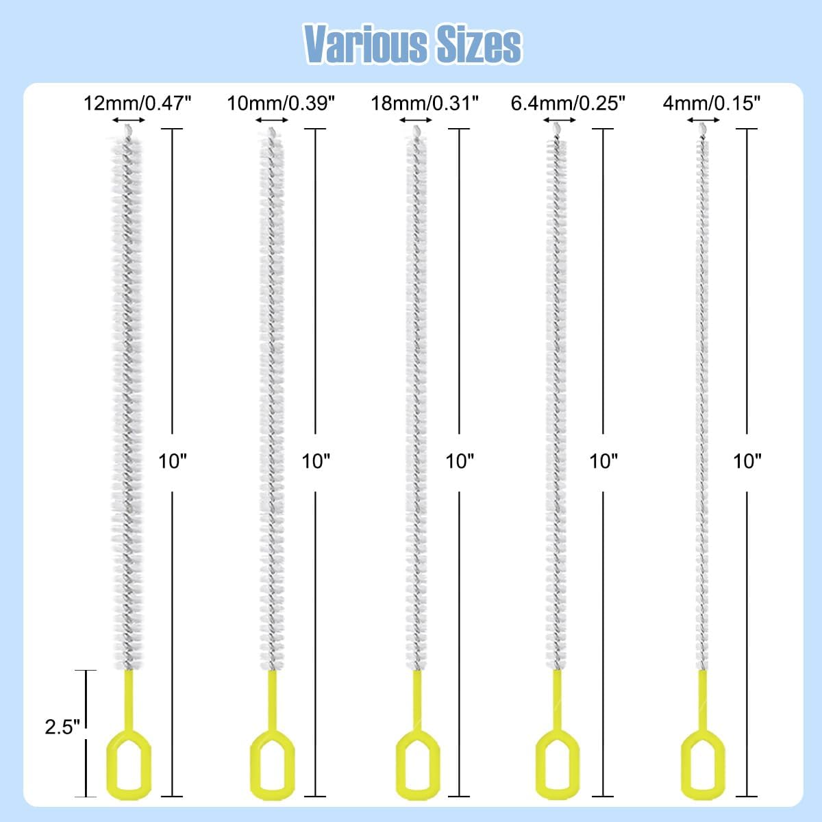 Straw Clean Brush Extra Long Straw Tube Brushes for Cleaning, Reusable Drinking Straw Cleaner Brush Set, Glass Pipe Cleaning Brush (12 inch)