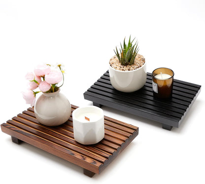 Renawe Small Kitchen Sink Soap Tray for Counter Soap Dish Dispenser Holder Wooden Risers Stand for Bathroom Decor Farmhouse Wood Pedestal Kitchen Accessories Countertop Vanity Counter Decorative Tray