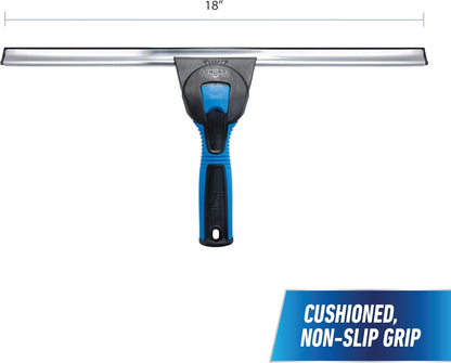 Unger 18-inch Professional Grip Swivel Squeegee – Professional Grade Window Squeegee for the Home, Large Squeegee for Glass Window Cleaning