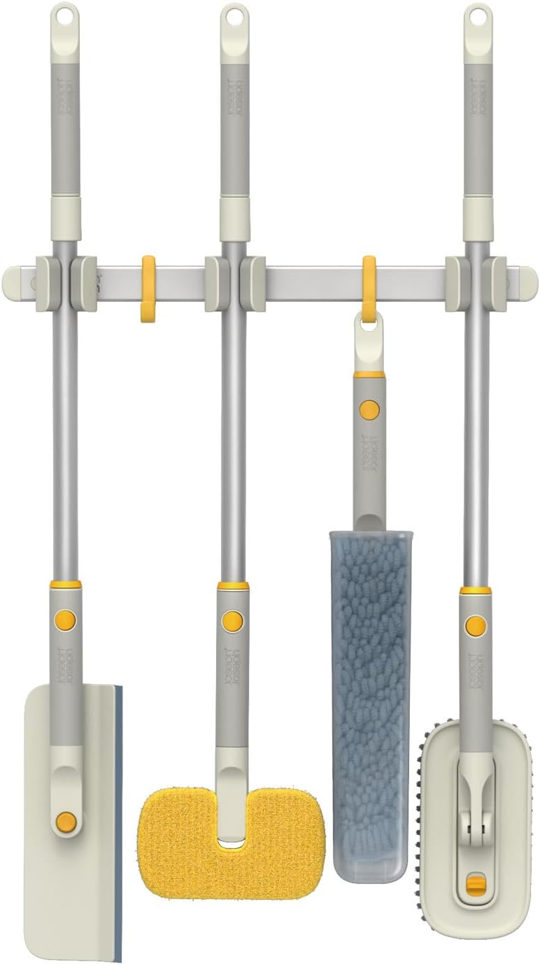 Joseph Joseph CleanTech 2-in-1 Glass Cleaner Shower Squeegee with Washable Microfiber Pad and Space-Saving Foldable Handle