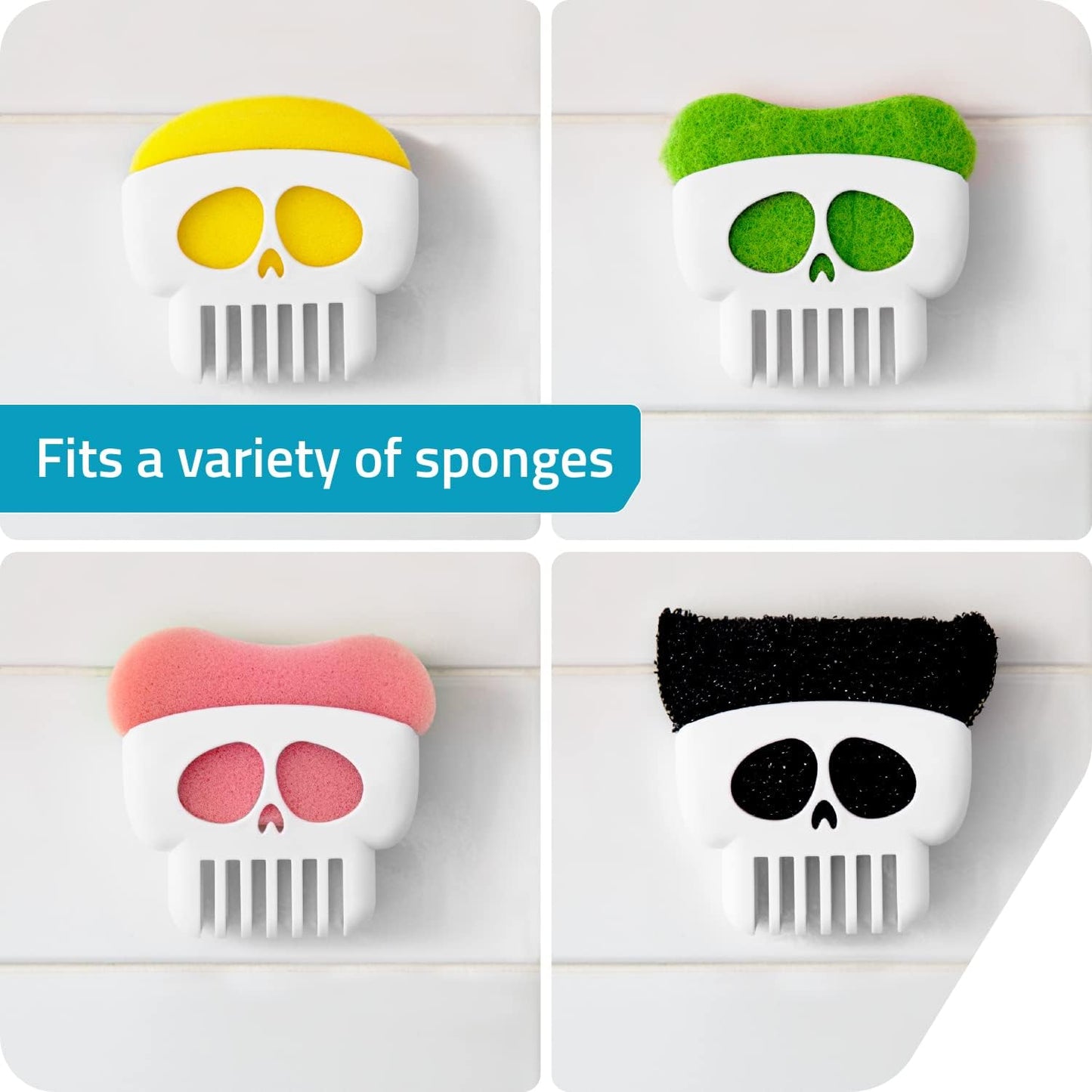 PELEG DESIGN Yogi Sponge Holder, Cute Plastic Sponge Holder for Kitchen Sink with Suction Cup,Dish Sponge Caddy Holder,Dries All Types of Sponges - Sponge Included
