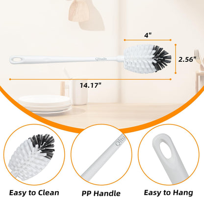2 Pack 14 Inch Bottle Brush & 12 Inch Straw Brush Cleaner Set - Heavy Duty Kitchen Bottle Brushes for Cleaning Water Bottles, Mugs, Sippy Cups & Tumblers, Lab Use (Large)