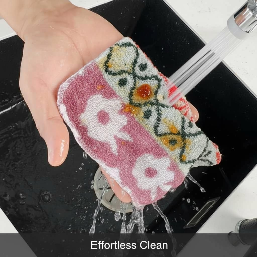 Amarelle GEN II Dish Washing Scrubbers (3-Pack), Made in Green Kitchen Scrubbers for Dishes, Non Scratch Pot & Pan Scrubber, Dual-Sided Heavy-Duty Scouring Pads, Reusable (Nordic Folk)