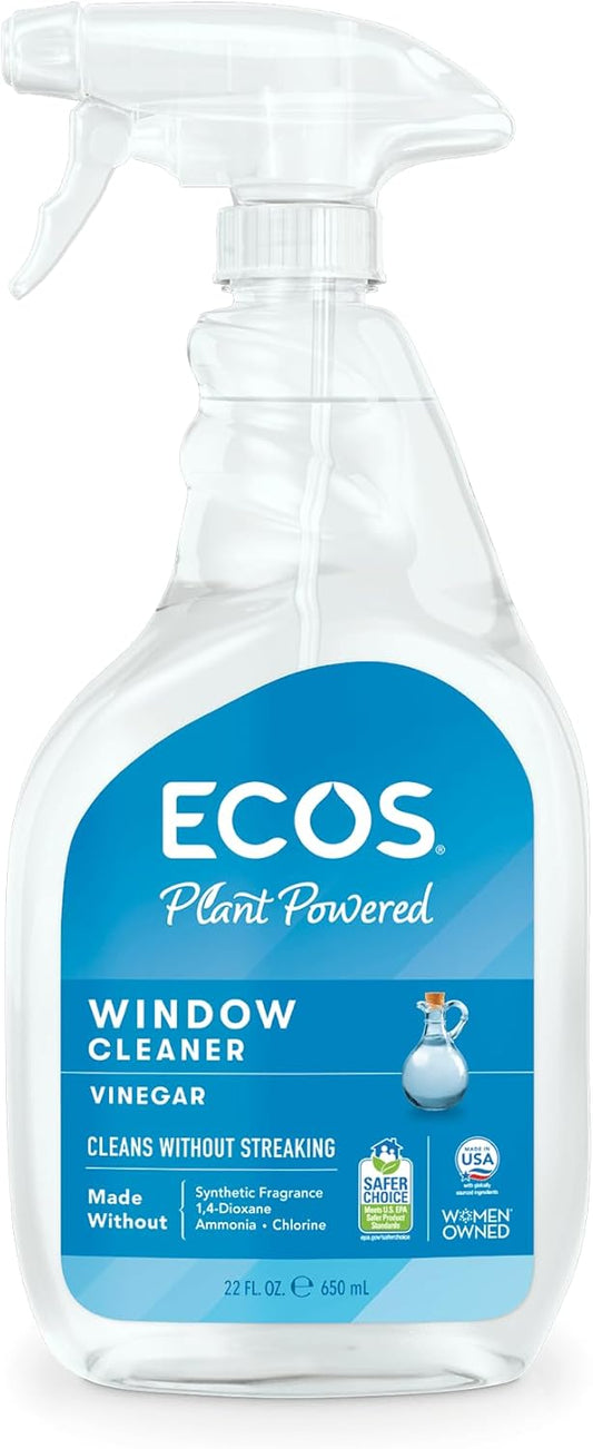 Earth Friendly Products ECOS Window Cleaner with Vinegar, 22-Ounce, (Pack of 3)