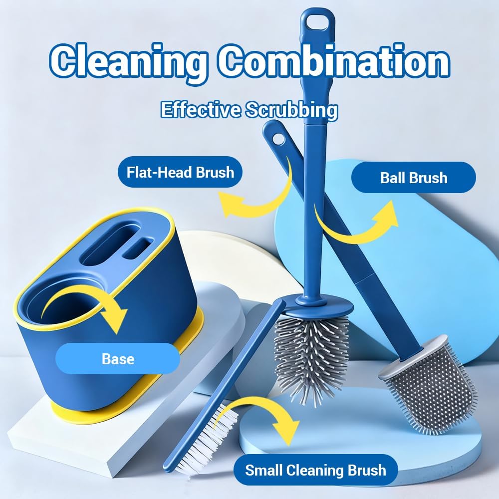 Toilet Brush Set, Bathroom Accessories, Toilet Bowl Cleaners, Deep Cleansing Multifunctional Hanging Toilet Brush Set for Bathroom(Cherry Blossom Pink)