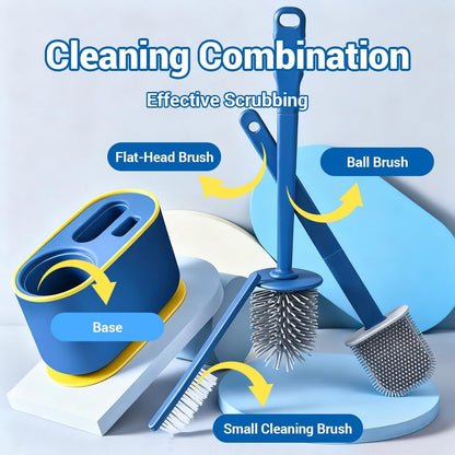 Toilet Brush Set, Bathroom Accessories, Toilet Bowl Cleaners, Deep Cleansing Multifunctional Hanging Toilet Brush Set for Bathroom(Cherry Blossom Pink)