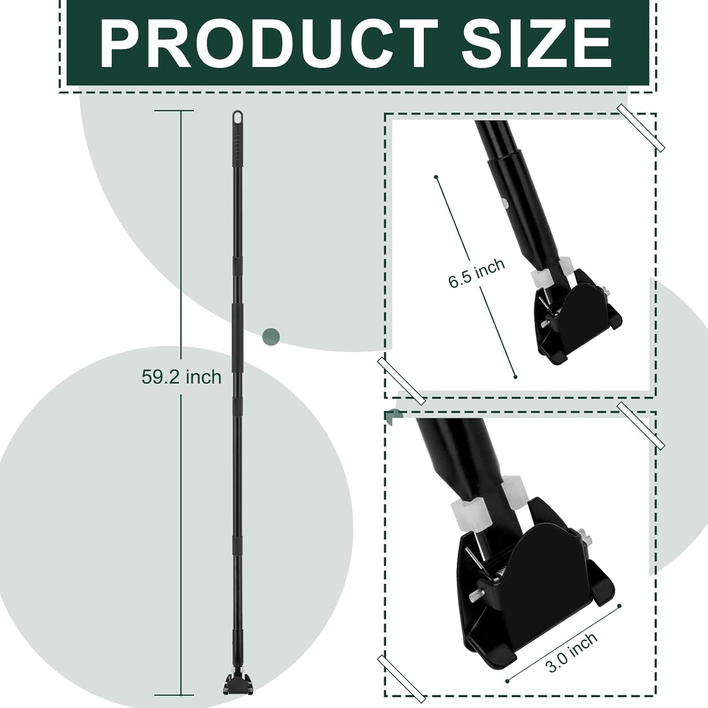 KeFanta 59 Inch Clip on Dust Mop Handle,Commercial Dust Mop Frame Handle,Heavy Duty Metal Stick Replacement for Floor Cleaning,3 Pack