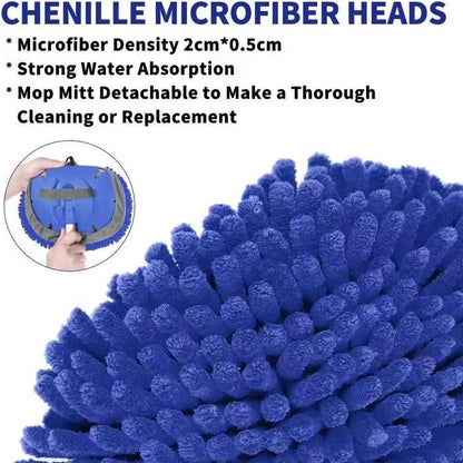 Wontolf 62'' Car Wash Brush with Long Handle Chenille Microfiber Car Wash Mop Mitt Kit Car Detailing Brush Cleaning Kit Window Squeegee Car Duster Drying Towels Tire Brush for Cars RV Truck Boat