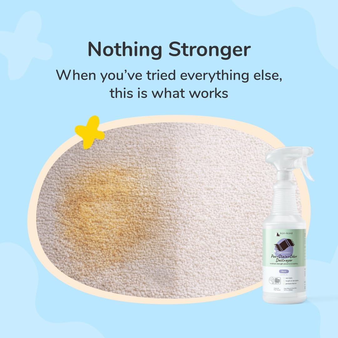 kin+kind Pee+Stain+Odor Destroyer - Multisurface - Maximum Strength - Stops Re-Marking - USDA Certified Biobased - Citrus - 32 fl oz