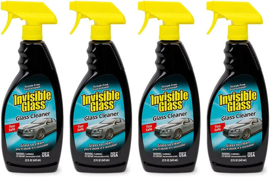 Invisible Glass 92164-4PK Premium Glass Cleaner Spray for Car Windshields and Windows, Automotive and Home Window Cleaner, Streak-Free, Ammonia-Free, Tint-Safe – 22 fl oz (Pack of 4)
