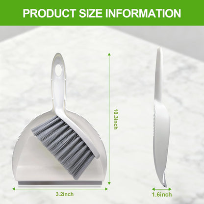 Mini Broom and Dustpan Set,Hand Broom with Dustpan Combo Nesting Snap-On Handheld Dust Pan and Brush Set, Small Broom and Dustpan Set for Kitchen, Desktop, Pet, Floor, Sofa, Grey White