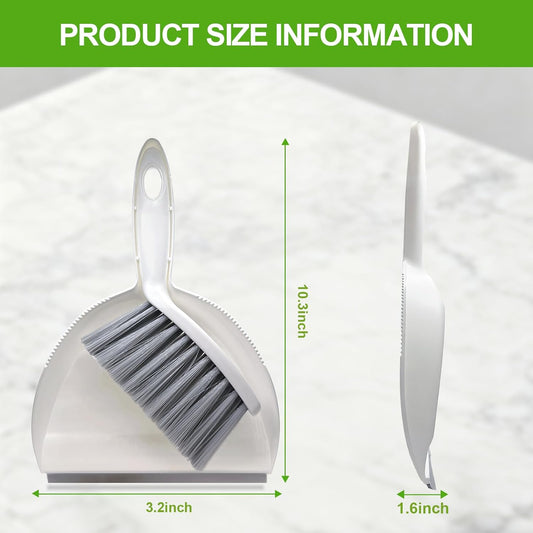 Mini Broom and Dustpan Set,Hand Broom with Dustpan Combo Nesting Snap-On Handheld Dust Pan and Brush Set, Small Broom and Dustpan Set for Kitchen, Desktop, Pet, Floor, Sofa, Grey White