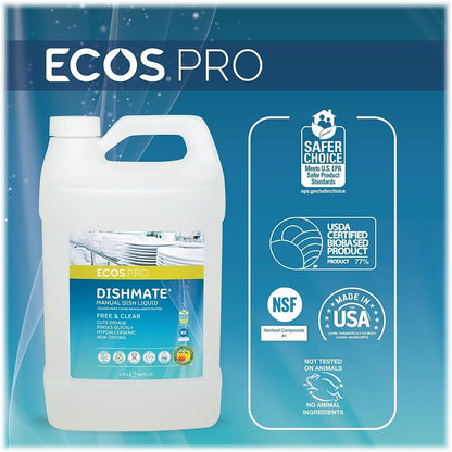 ECOS PRO Dishmate Liquid Dish Soap, Unscented, 128 oz. (PL9721)